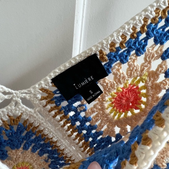 Lumiere Crochet Crop Tank Top, Size S, Multi-Colored - Picture 6 of 10